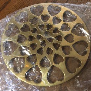 Vintage Brass Heart Trivet New In Package